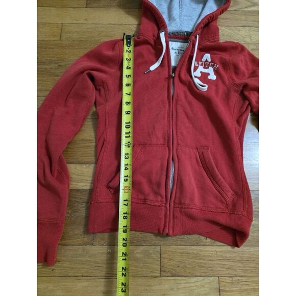 ABERCROMBIE & FITCH Womens Graphic Zip Hoodie Sweater Small Red A001184 - Picture 3 of 9